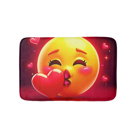 Kiss Emoji: Love and Hearts Art Badmat (Voorkant)