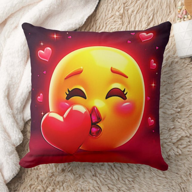 Kiss Emoji: Love and Hearts Art Kussen (Deken)