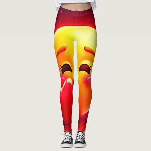 Kiss Emoji: Love and Hearts Art Leggings (Voorkant)