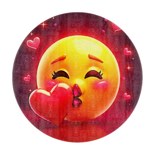 Kiss Emoji: Love and Hearts Art Snijplank (Voorkant)