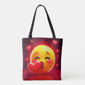 Kiss Emoji: Love and Hearts Art Tote Bag (Achterkant)