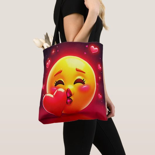 Kiss Emoji: Love and Hearts Art Tote Bag (Dichtbij)