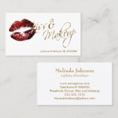 Kiss en Makeup - Cinnamon Red Glitter Lips Visitekaartje (Voorkant / Achterkant)