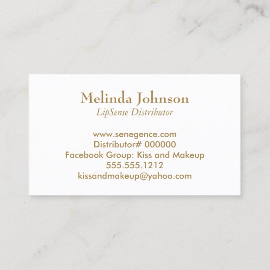 Kiss en Makeup - Cinnamon Red Glitter Lips Visitekaartje (Achterkant)