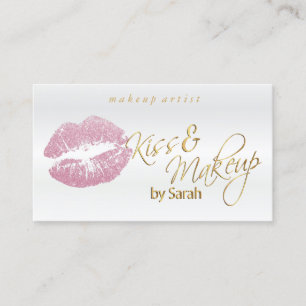 Kiss en Makeup - Roze glitter Visitekaartje