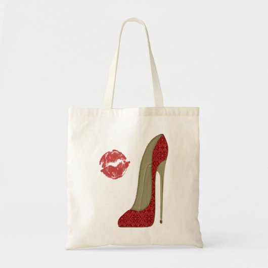 Kiss en Red Lace stiletto Tote Bag (Voorkant)