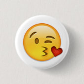 Kiss Face Emoji Ronde Button 3,2 Cm (Voorkant)