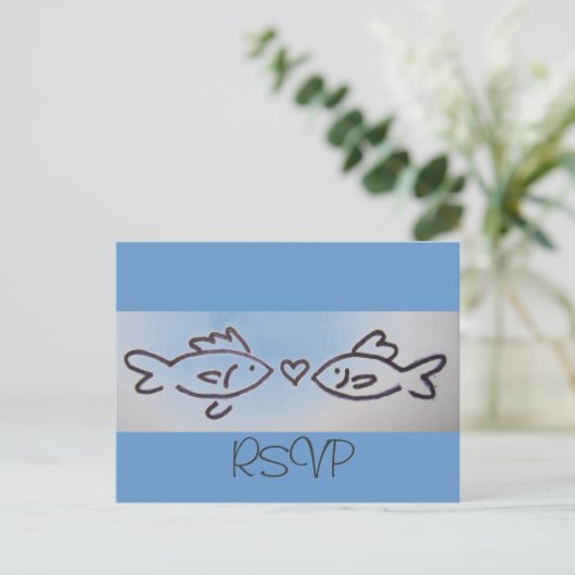 kiss fish RSVP-kaart Uitnodiging Briefkaart (Staand voorkant)