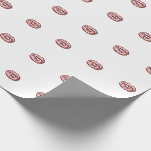 Kiss Glitter Pink White Makeup Copper Roos Lips Cadeaupapier (Hoek)