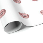 Kiss Glitter Pink White Makeup Copper Roos Lips Cadeaupapier (Rol Hoek)