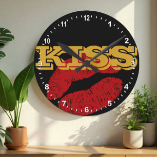 KISS Gold retro Clock / Fun Party classic Ronde Klok