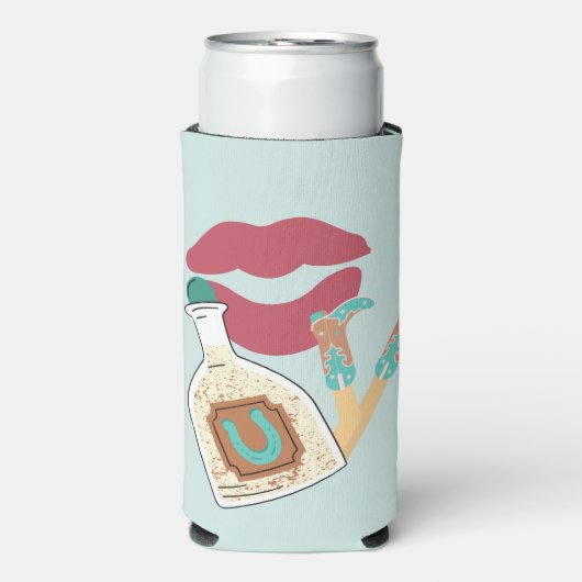 Kiss Goodbye Cowgirl Collectie Cooler - Turquoise (Seltzer Voorkant)