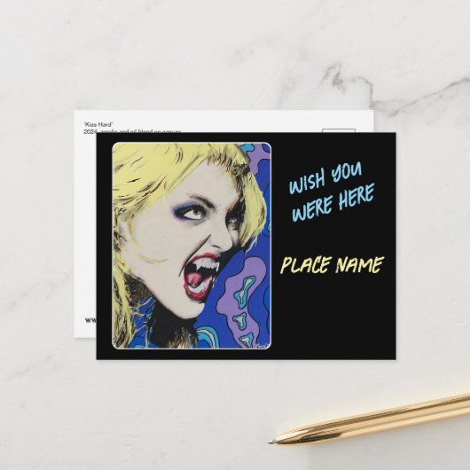Kiss Hard schilderij op een Briefkaart (Voorkant / Achterkant in situ)