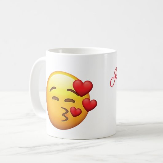 Kiss/Heart emoji Koffiemok (Voorkant links)