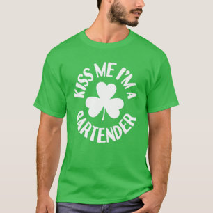 Kiss, ik ben een Bartender Irish St Patricks Day S T-shirt