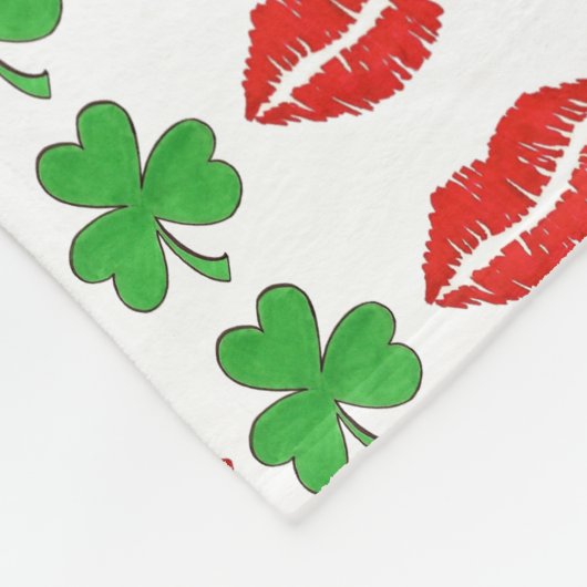 Kiss, ik ben Iers St. Saint Patrick's Day Shamrock Fleece Deken (Hoek)