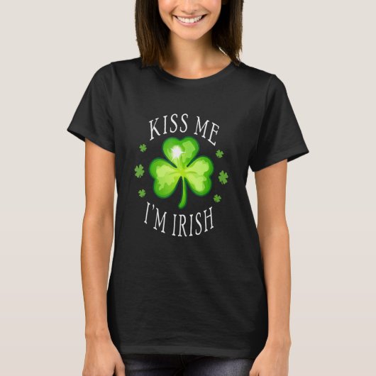 Kiss Ik ben Ierse grappige Saint Patrick Day T-shirt (Voorkant)