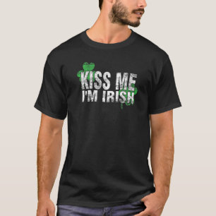 Kiss Ik ben Ierse vlag Saint Patrick Day Shamrock T-shirt