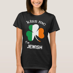 Kiss Ik ben joods Shamrock St Patrick's Day T-shirt