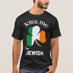 Kiss Ik ben joods Shamrock St Patrick's Day T-shirt