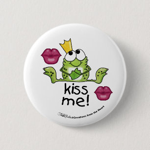 Kiss Kiss Kiss, kikker Ronde Button 5,7 Cm
