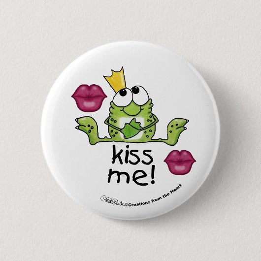 Kiss Kiss Kiss, kikker Ronde Button 5,7 Cm (Voorkant)