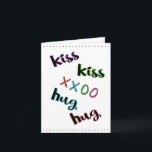 Kiss Kiss Knuffel Knuffel Liefde Liefhebber Leuke  Kaart<br><div class="desc">Opmerking: Ons voorbeeld is een kleine notitiekaart. Schattige en trendy. Een leuke kaart voor iedereen in je leven die jarig is. Het kan een goede vriend, een goed familielid of een goede minnaar zijn. Het is aanpasbaar. XXOO Kusjes en knuffels op de voorkant en een eenvoudige Happy Birthday, darlin' inside....</div>