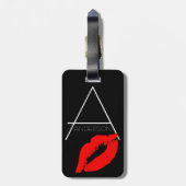 Kiss Lip Black Red Lipstick Anderson DIY Monogram Bagagelabel (Achterkant verticaal)