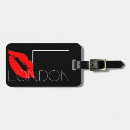 Kiss Lip Black Red Lipstick London Custom Monogram Bagagelabel
