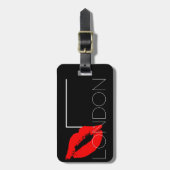 Kiss Lip Black Red Lipstick London Custom Monogram Bagagelabel (Voorkant verticaal)