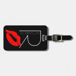 Kiss Lip Black Red Lipstick Robinson DIY Monogram Bagagelabel