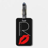 Kiss Lip Black Red Lipstick Robinson DIY Monogram Bagagelabel (Achterkant verticaal)