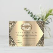 Kiss Lip Makeup Artist Sepia Gold Certificate Gift (Staand voorkant)