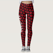 Kiss Lip Valentijnsdag Aangepaste Leggings zwart r (Voorkant)