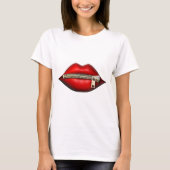 Kiss Lip Zipper Art T-shirt (Voorkant)
