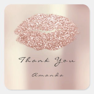 Kiss Lippen Glitter Glam Make-up Blush Dank Naam Vierkante Sticker