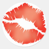 'KISS' LIPPRINT RONDE STICKER (Voorkant)
