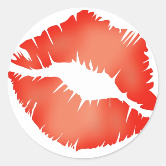 'KISS' LIPPRINT RONDE STICKER (Voorkant)