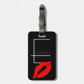 Kiss Lips Black Red Lipstick Evans Monogram E Bagagelabel (Achterkant verticaal)
