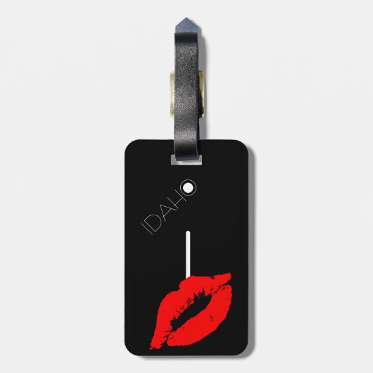 Kiss Lips Black Red Lipstick Idaho USA I Monogram Bagagelabel (Achterkant verticaal)