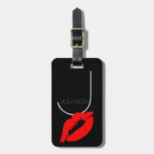 Kiss Lips Black Red Lipstick Johnson Monogram Bagagelabel (Voorkant verticaal)