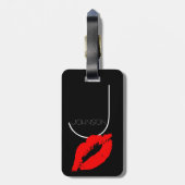 Kiss Lips Black Red Lipstick Johnson Monogram Bagagelabel (Achterkant verticaal)