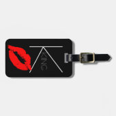 Kiss Lips Black Red Lipstick King Custom Monogram Bagagelabel (Voorkant horizontaal)