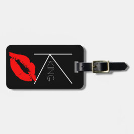 Kiss Lips Black Red Lipstick King Custom Monogram Bagagelabel