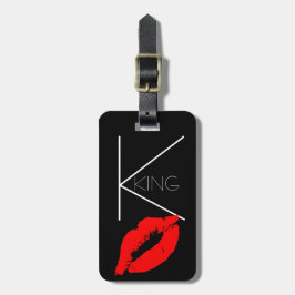 Kiss Lips Black Red Lipstick King Custom Monogram Bagagelabel