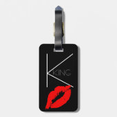 Kiss Lips Black Red Lipstick King Custom Monogram Bagagelabel (Achterkant verticaal)