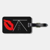 Kiss Lips Black Red Lipstick King Custom Monogram Bagagelabel (Achterkant horizontaal)