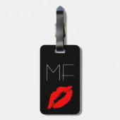 Kiss Lips Black Red Lipstick Love Monogram Bagagelabel (Achterkant verticaal)