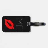Kiss Lips Black Red Lipstick Love Monogram Bagagelabel (Achterkant horizontaal)
