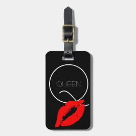 Kiss Lips Black Red Lipstick Queen Q Monogram Bagagelabel